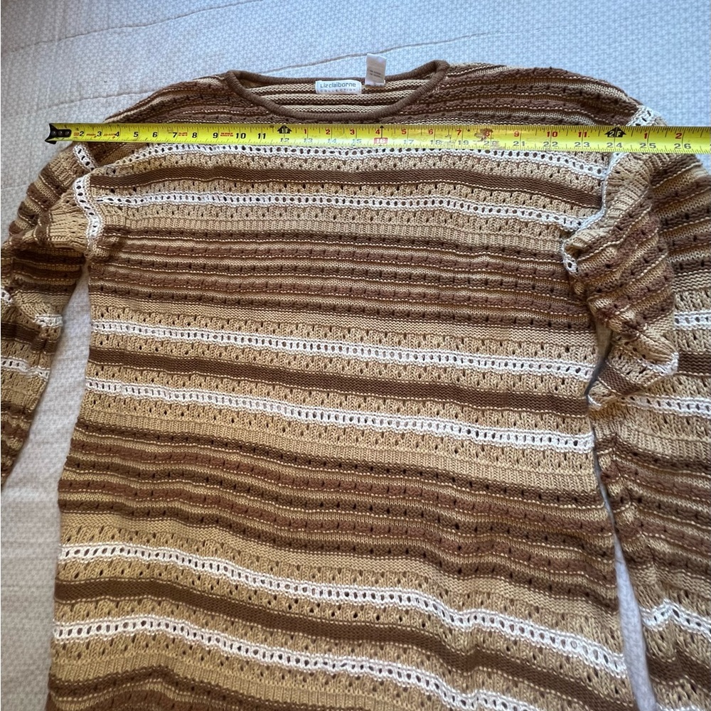 Vintage Woven Caramel Striped Cozy Retro Knit - Picture 5 of 8